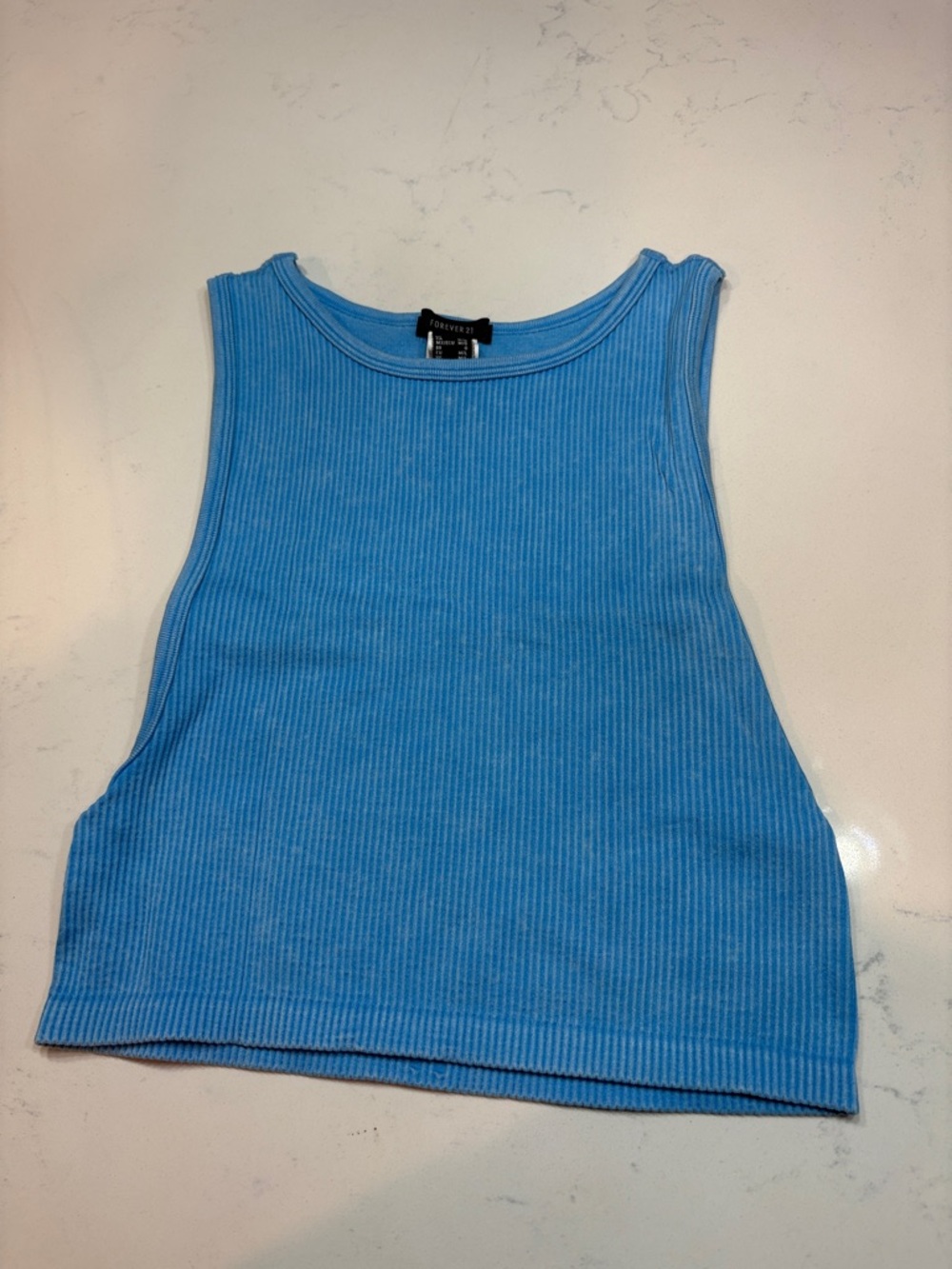 Forever 21 Light Blue Ribbed Tank Crop Top